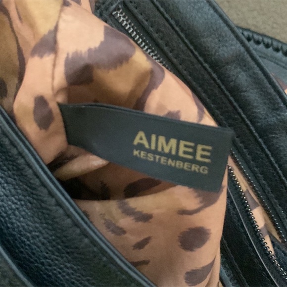 Aimee Kestenberg Black Leather Shoulder Bag with Blue Accent Strap - Picture 16 of 16